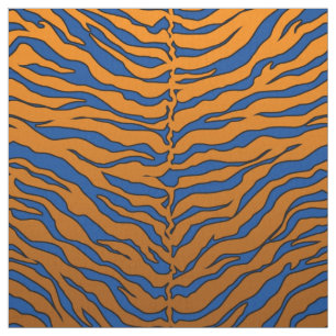 luxurious blue and orange animal Tiger print Fabric
