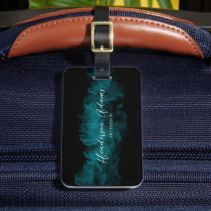 luxurious blue cloudy chic Signature Monogram Luggage Tag