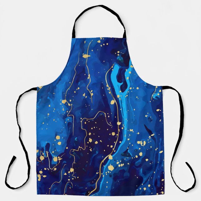 Luxurious Blue Gold Marble Texture Apron (Front)