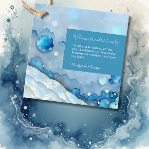 Luxurious Blue Watercolor Abstract Pearlescent Favour Tags