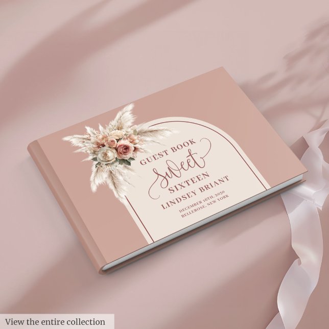 Luxurious Boho Dusty Pink Pampas Floral Sweet 16th Guest Book (Luxurious Boho Dusty Pink Pampas Floral Sweet 16th Guest Book)