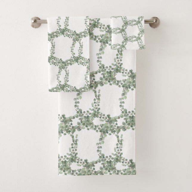 LUXURIOUS BOTANICAL SAGE GREEN HAMPTON TOWEL SET (Insitu)