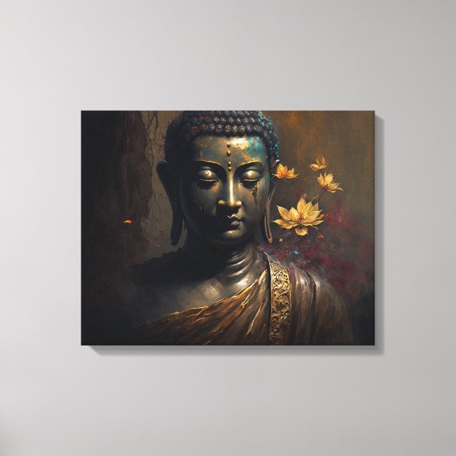 Luxurious Buddha Portrait Painting Canvas Print (Front)