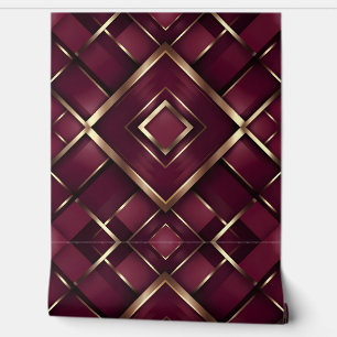Luxurious Burgundy and Gold Geometric Pattern Wallpaper