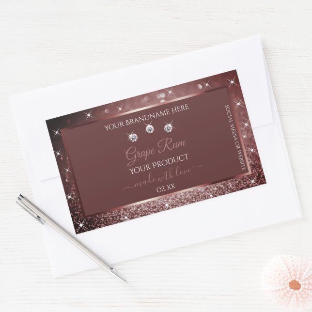 Luxurious Burgundy Sparkle Glitter Product Labels  (Envelope)