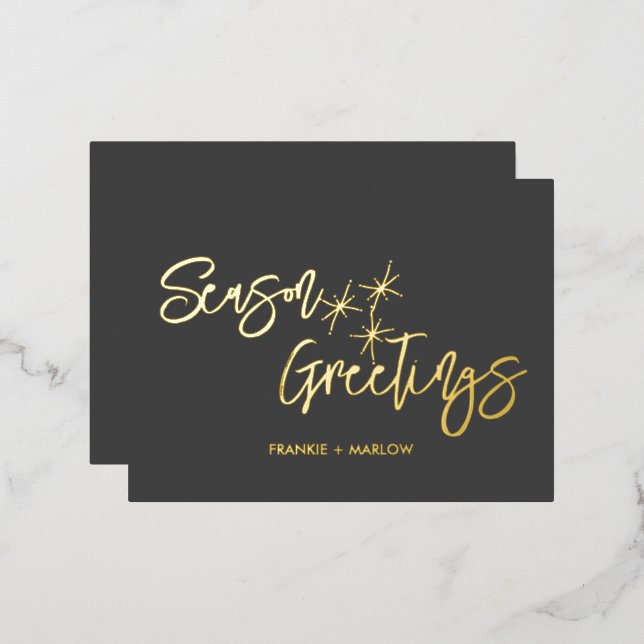 Luxurious Business Logo Season Greetings Real Gold Foil Holiday Postcard (Front/Back)