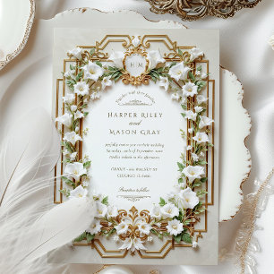 Luxurious Calla Lily with Faux Gold Wedding Invitation