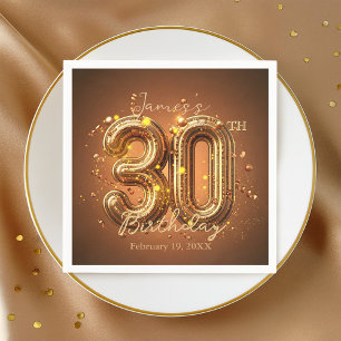 Luxurious Chic Glam Brown and Gold 30th Birthday Napkin