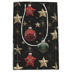 Luxurious Christmas Ornament and Golden Star Medium Gift Bag