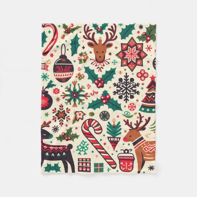 Luxurious Christmas Season Pattern  Fleece Blanket (Front)