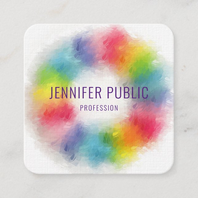 Luxurious Colourful Modern Elegant Template Square Business Card (Front)