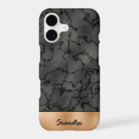 Luxurious Copper and Black Marbled Pattern