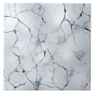 Luxurious Cracked White Marble Tile