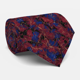 Luxurious Crimson Red and Royal Blue Venetian Tie