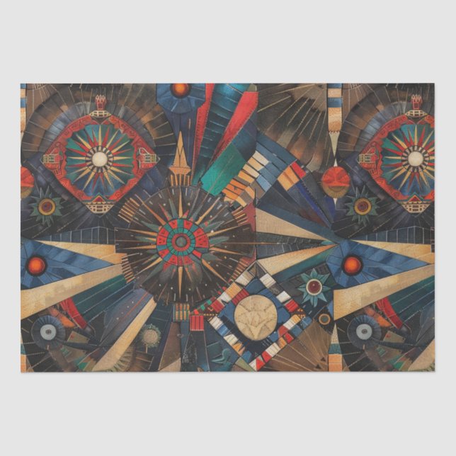 Luxurious Cyan "Ancient Indigenous Chronicles" Tis Tissue Paper (Front)