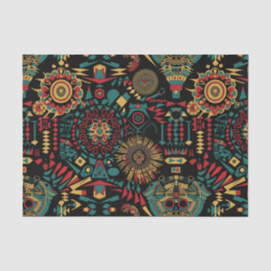 Luxurious Cyan "Heritage-Inspired Patterns" Tissue Paper