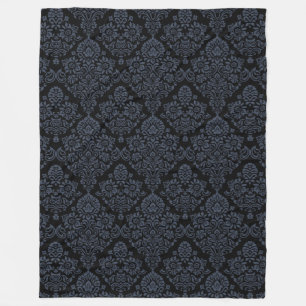 Luxurious damask pattern fleece blanket