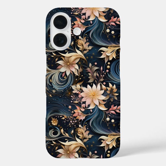 Luxurious Dark Blue Botanical Garden Case-Mate iPhone Case (Back)