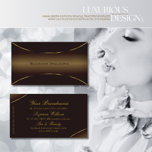 Luxurious Dark Brown with Gold Border Professional Business Card