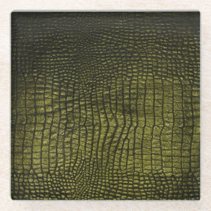 Luxurious dark crocodile skin texture. glass coaster
