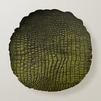 Luxurious dark crocodile skin texture. round cushion