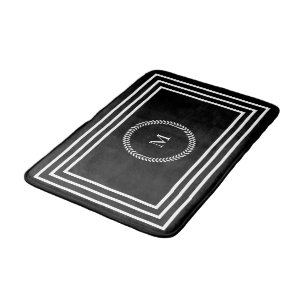Luxurious Dark monogram Minimalist white frames Bath Mat
