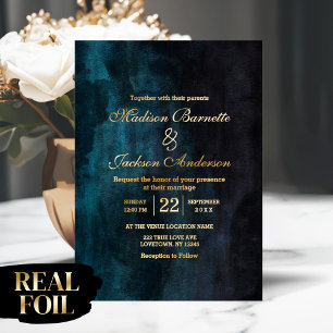 Luxurious Dark Moody Watercolor Wedding Real Gold