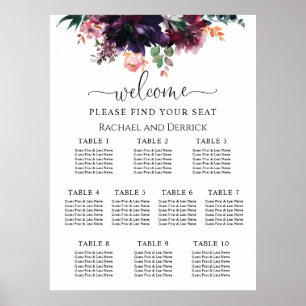 Luxurious Deep Floral Wedding Seating Chart