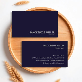 Luxurious Deep Navy Blue Monochrome Business Card