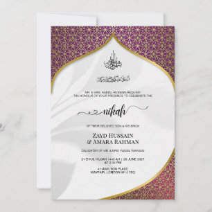Luxurious Deep Purple & Gold Geometric Islamic Invitation