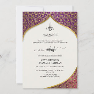Luxurious Deep Purple & Gold Geometric Islamic Invitation