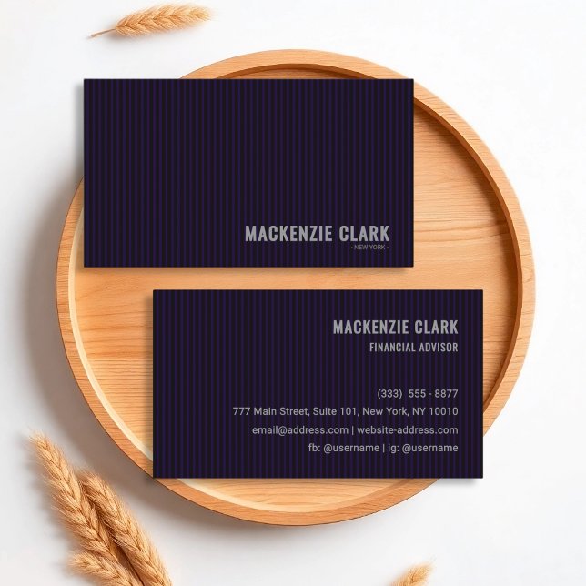 Luxurious Deep Purple Pinstripe Business Card (Creator Uploaded)
