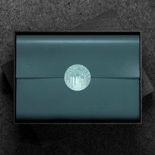 Luxurious Drip Party   Truquoise Blue Glitter Pour Classic Round Sticker