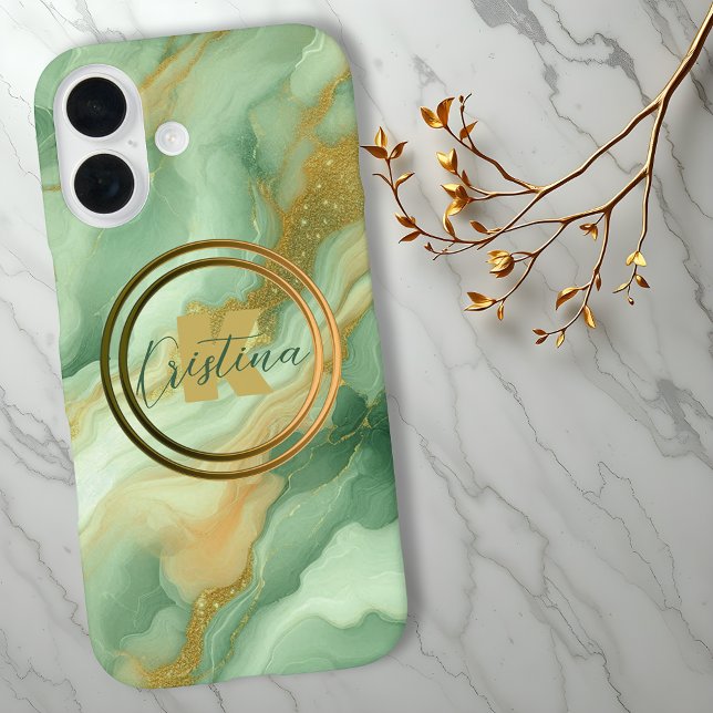 Luxurious Elegant Emerald Green Marble & Gold Vein Case-Mate iPhone Case (Creator Uploaded)