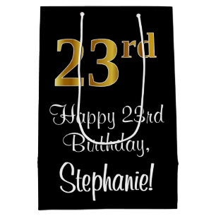 Luxurious, Elegant, Faux Gold Look 23rd Birthday Medium Gift Bag