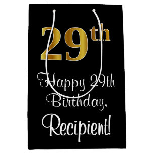 Luxurious, Elegant, Faux Gold Look 29th Birthday Medium Gift Bag