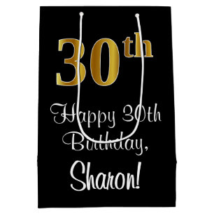 Luxurious, Elegant, Faux Gold Look 30th Birthday Medium Gift Bag