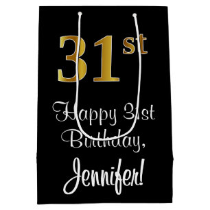 Luxurious, Elegant, Faux Gold Look 31st Birthday Medium Gift Bag