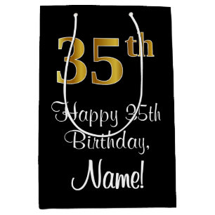 Luxurious, Elegant, Faux Gold Look 35th Birthday Medium Gift Bag