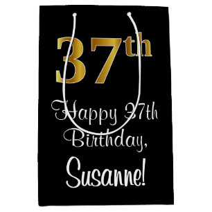 Luxurious, Elegant, Faux Gold Look 37th Birthday Medium Gift Bag