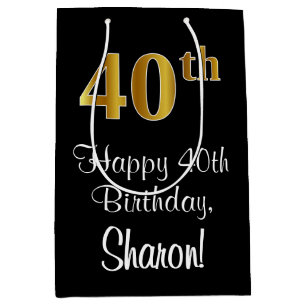 Luxurious, Elegant, Faux Gold Look 40th Birthday Medium Gift Bag