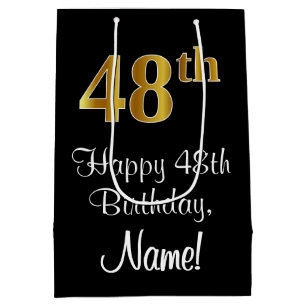 Luxurious, Elegant, Faux Gold Look 48th Birthday Medium Gift Bag