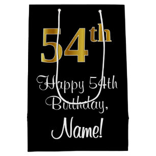 Luxurious, Elegant, Faux Gold Look 54th Birthday Medium Gift Bag