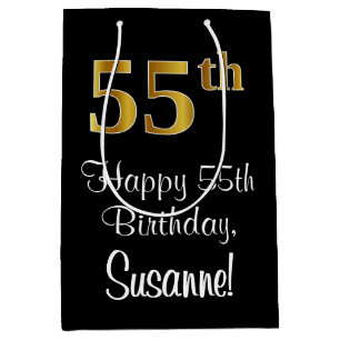 Luxurious, Elegant, Faux Gold Look 55th Birthday Medium Gift Bag