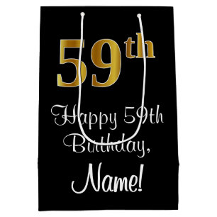 Luxurious, Elegant, Faux Gold Look 59th Birthday Medium Gift Bag