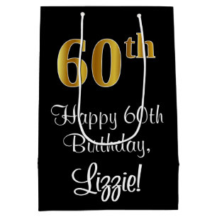 Luxurious, Elegant, Faux Gold Look 60th Birthday Medium Gift Bag