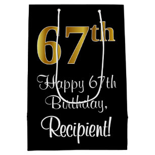 Luxurious, Elegant, Faux Gold Look 67th Birthday Medium Gift Bag