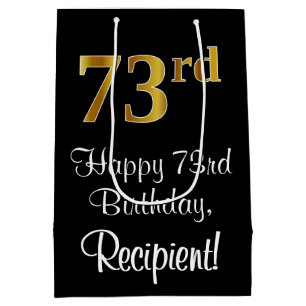 Luxurious, Elegant, Faux Gold Look 73rd Birthday Medium Gift Bag