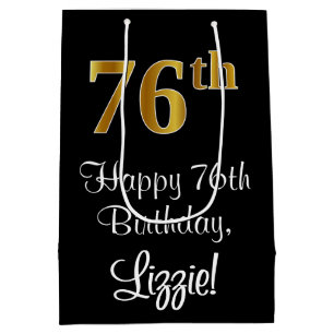 Luxurious, Elegant, Faux Gold Look 76th Birthday Medium Gift Bag