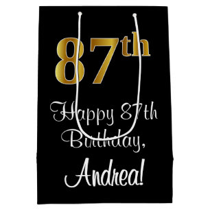 Luxurious, Elegant, Faux Gold Look 87th Birthday Medium Gift Bag